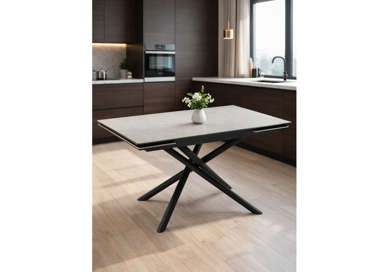 Керамический стол, Мэриан 140 (200) х 80 carmen light grey / черный