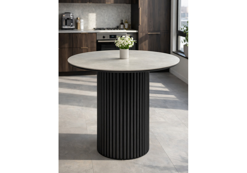 Керамический стол, Барел 89 carmen light grey / черный