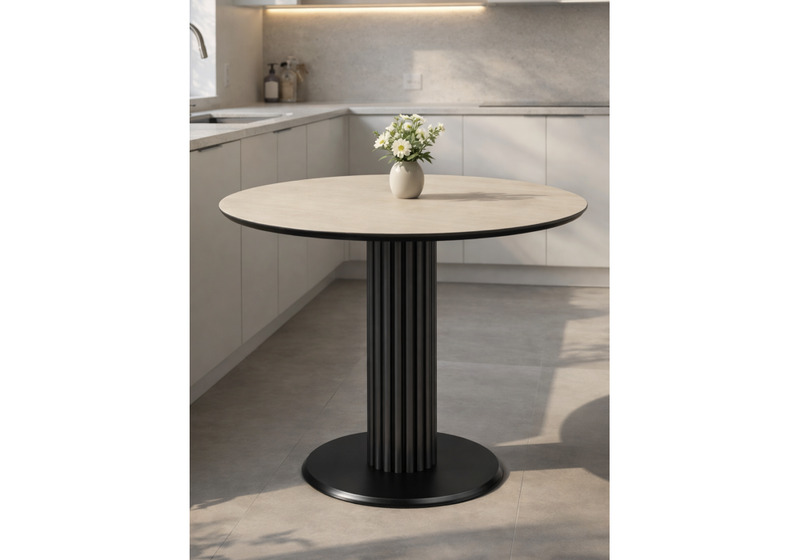 Керамический стол, Кэмерон 90 okara light yellow / черный