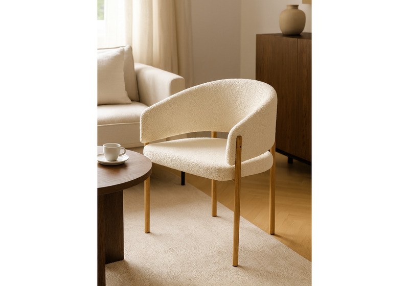 Стул на металлокаркасе, Janin white / wooden metal