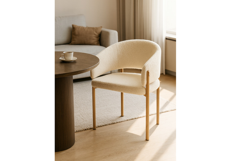 Стул на металлокаркасе, Janin white / wooden metal