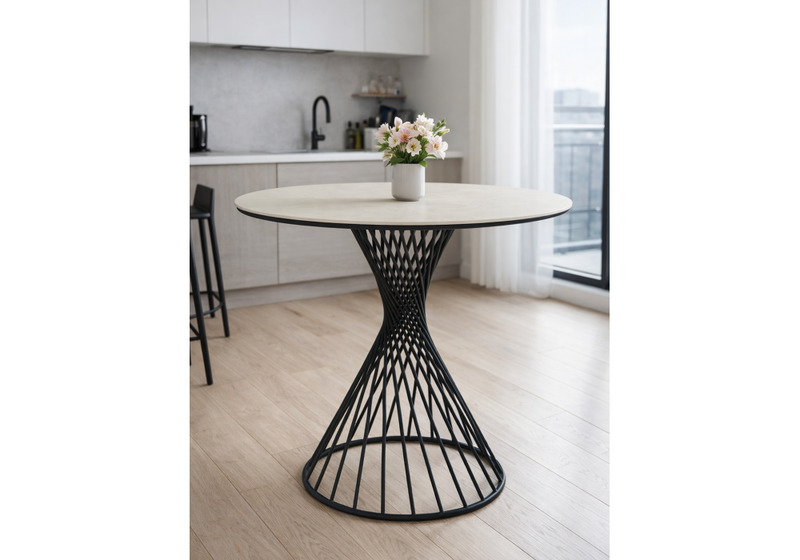 Керамический стол, Вивиен 90 carmen light grey / черный