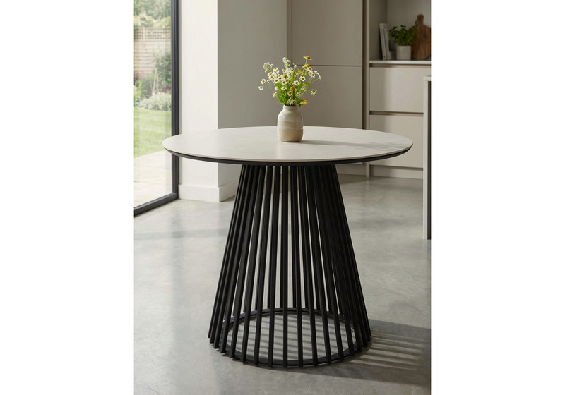 Керамический стол, Нэнси 90 carmen light grey / черный