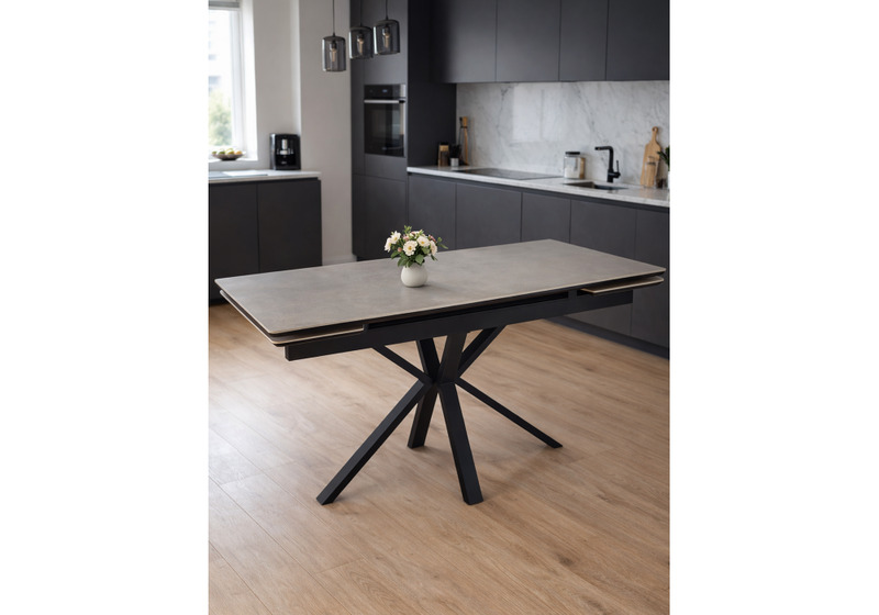 Керамический стол, Старлайт 120(180)х80 carmen light grey / черный