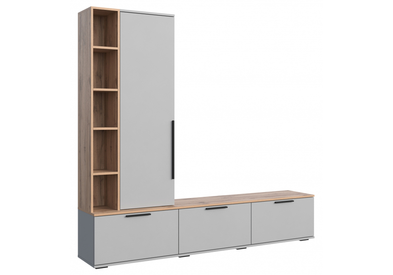 Готовая гостиная, Филеста шиншилла серая / дуб вотан комплектация 1