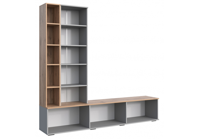 Готовая гостиная, Филеста шиншилла серая / дуб вотан комплектация 1