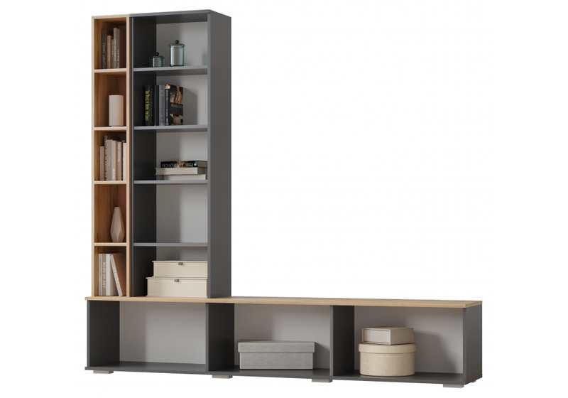 Готовая гостиная, Филеста графит / дуб вотан комплектация 1