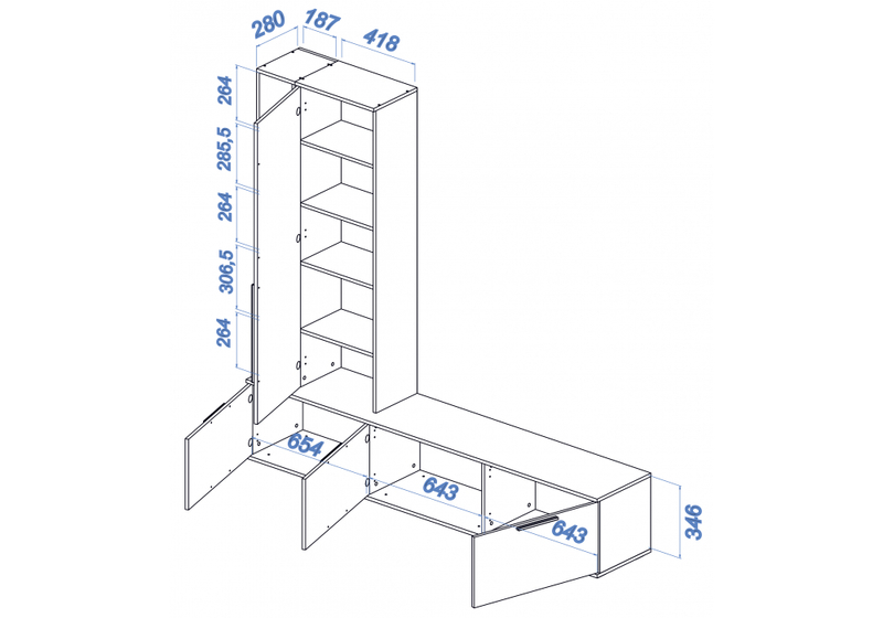 Готовая гостиная, Филеста белый / дуб вотан комплектация 1