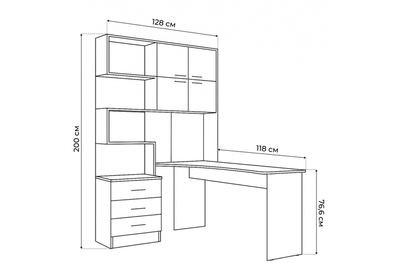 Компьютерный стол, Эльброни правый шиншилла серая