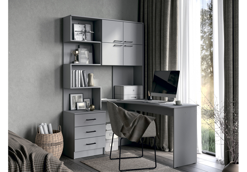 Компьютерный стол, Эльброни правый шиншилла серая