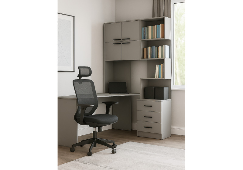 Компьютерный стол, Эльброни левый шиншилла серая