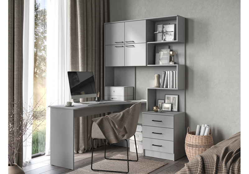 Компьютерный стол, Эльброни левый шиншилла серая