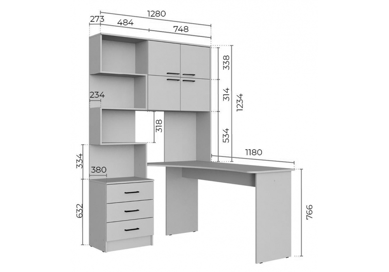 Компьютерный стол, Эльброни правый кашемир