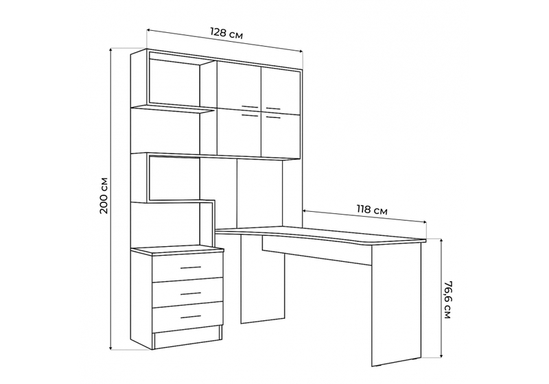 Компьютерный стол, Эльброни правый белый