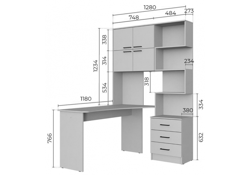 Компьютерный стол, Эльброни левый кашемир