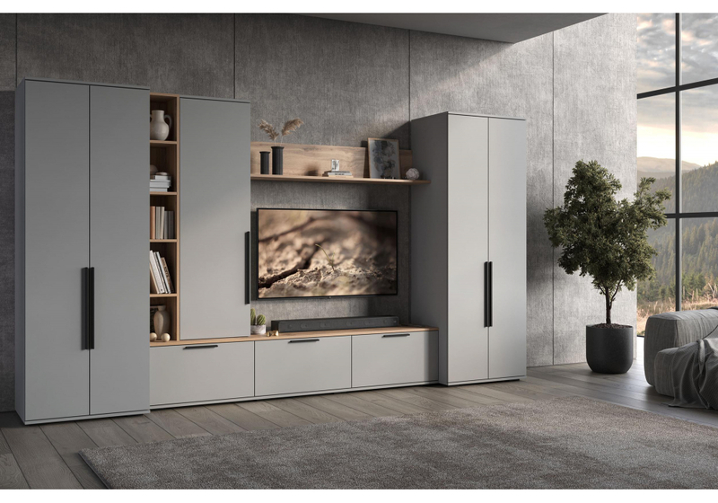 ТВ-тумба, Филеста шиншилла серая / дуб вотан