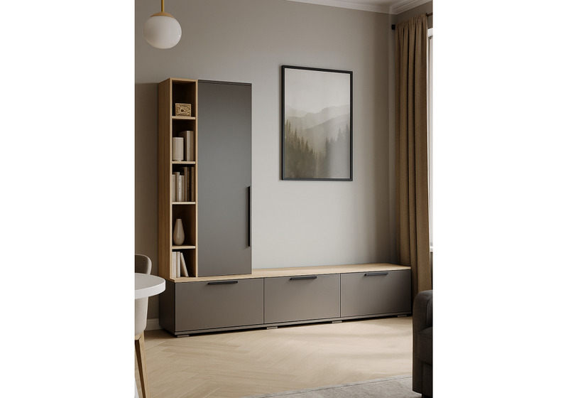 ТВ-тумба, Филеста графит / дуб вотан