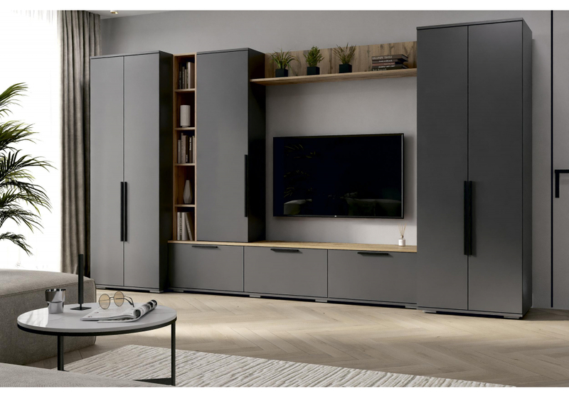 ТВ-тумба, Филеста графит / дуб вотан