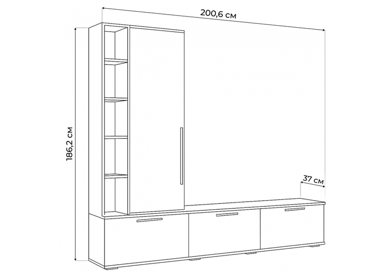 ТВ-тумба, Филеста графит / дуб вотан