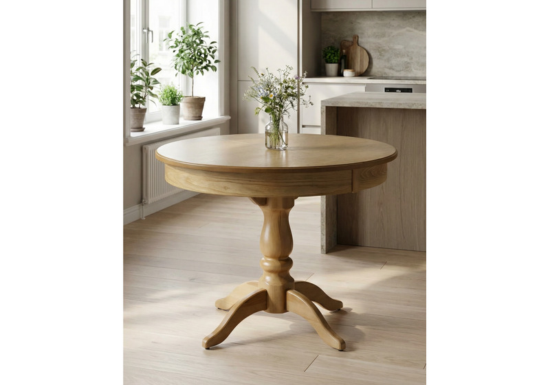 Стол деревянный, Орден 100(140)x100 круглый дуб