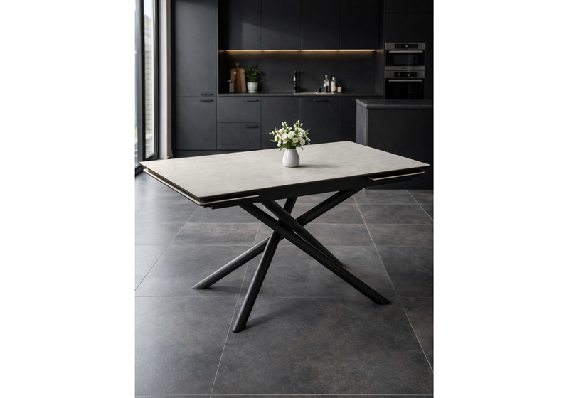 Керамический стол, Мэриан 120(180)х80 carmen light grey / черный