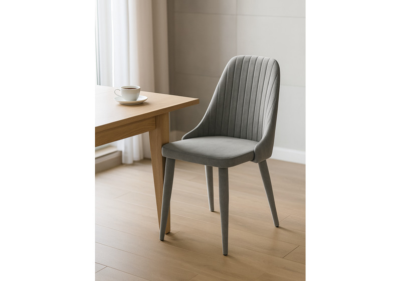 Стул на металлокаркасе, Морос с чехлом микровелюр катания сильвер