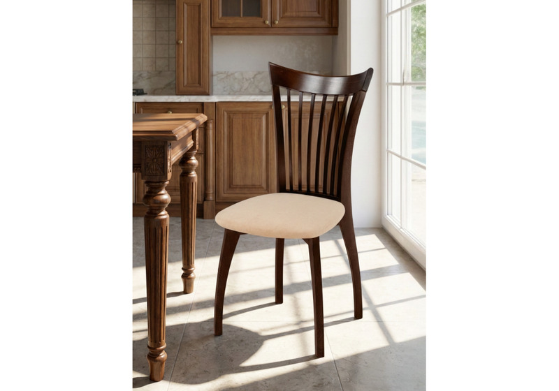 Стул деревянный, Лидиос велюр тедди 008 / орех темный