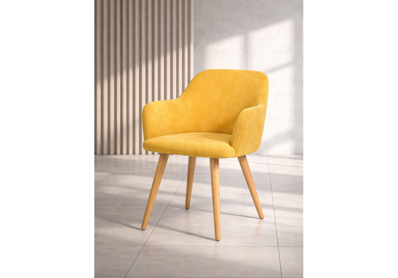 Стул деревянный, Инфини горчичный (ocean 016) / светлое дерево