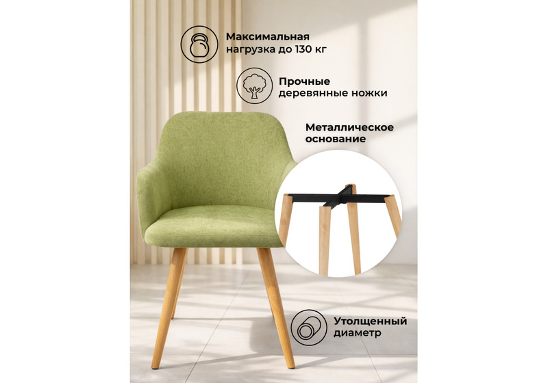 Стул на металлокаркасе, Инфини зеленый (ocean 013) / светлое дерево