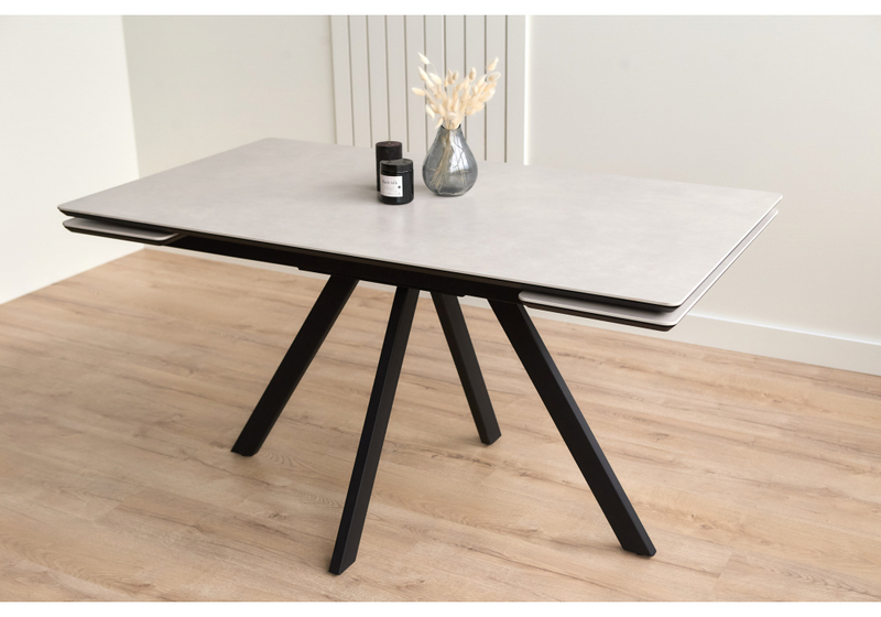 Керамический стол, Вилли 140(200)х80 carmen light grey / черный