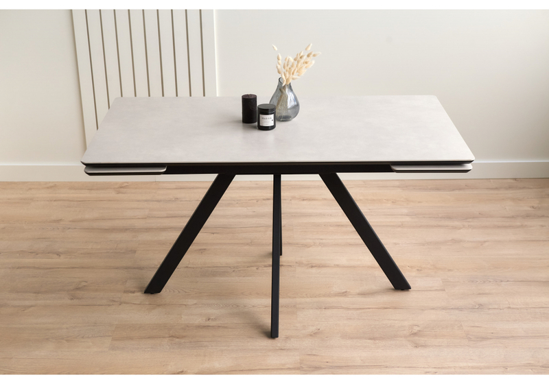 Керамический стол, Вилли 140(200)х80 carmen light grey / черный