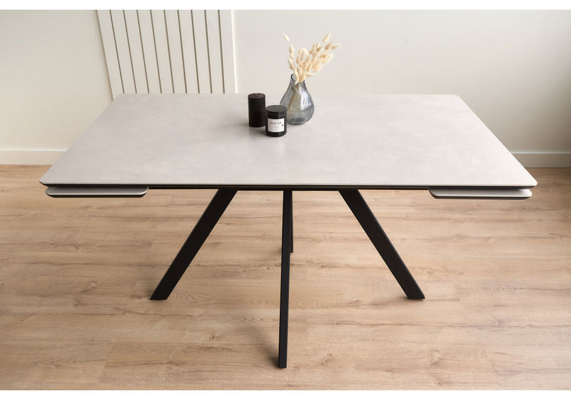 Керамический стол, Вилли 140(200)х80 carmen light grey / черный