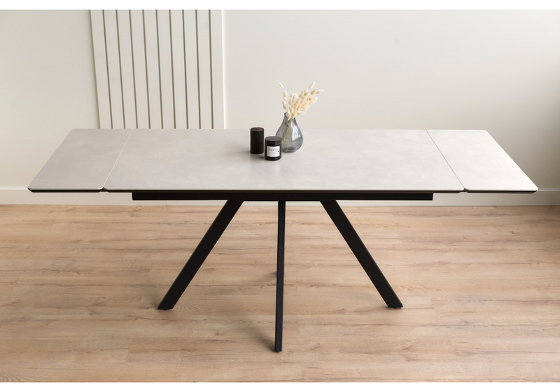 Керамический стол, Вилли 140(200)х80 carmen light grey / черный