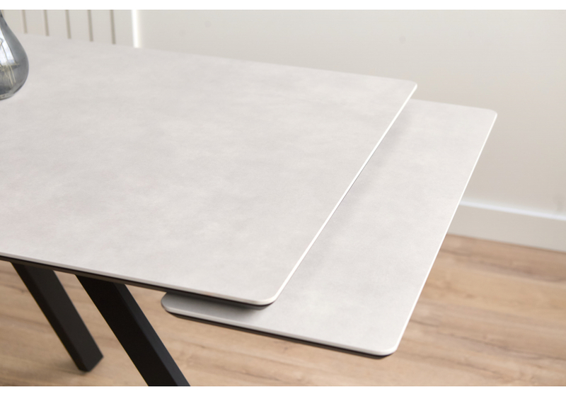 Керамический стол, Вилли 140(200)х80 carmen light grey / черный