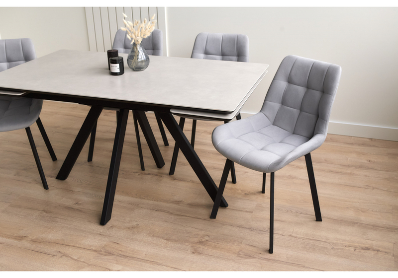 Керамический стол, Вилли 140(200)х80 carmen light grey / черный