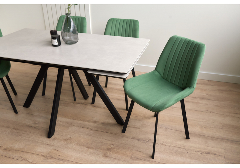 Керамический стол, Вилли 140(200)х80 carmen light grey / черный