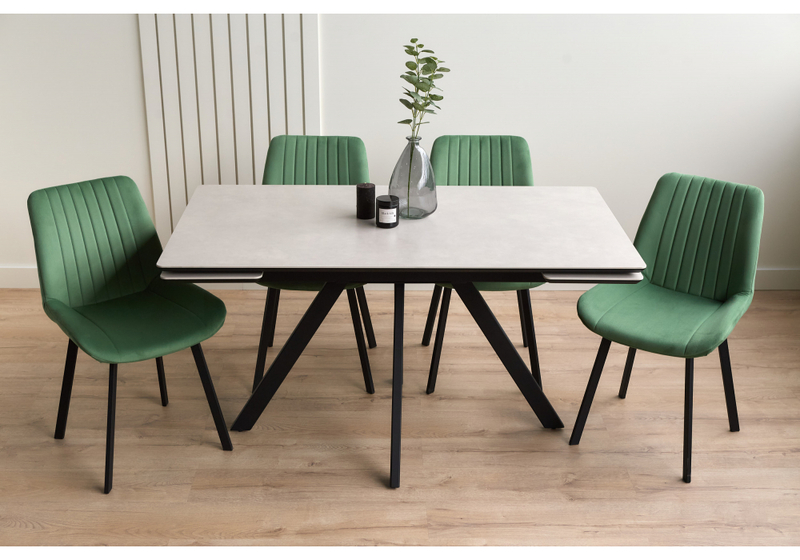 Керамический стол, Вилли 140(200)х80 carmen light grey / черный