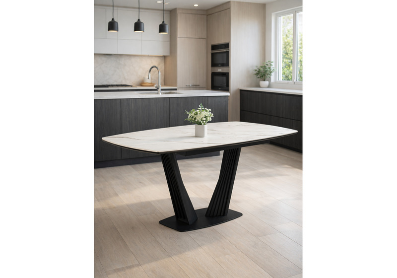 Керамический стол, Вейл 160(205)х89 gilt white / черный