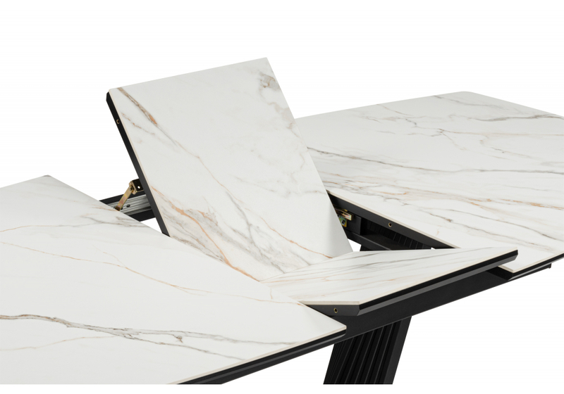 Керамический стол, Вейл 160(205)х89 gilt white / черный