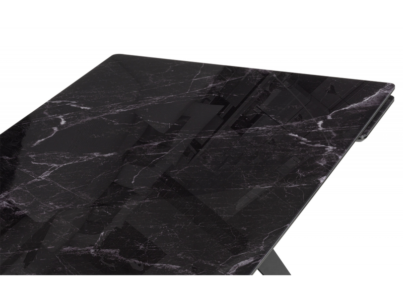 Стол стеклянный, Дарвин 140(200)х80 черный мрамор / черный