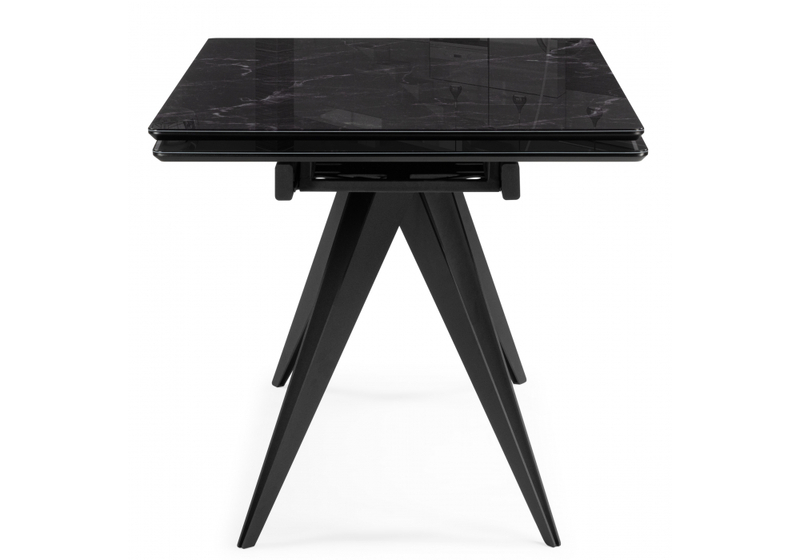 Стол стеклянный, Дарвин 140(200)х80 черный мрамор / черный