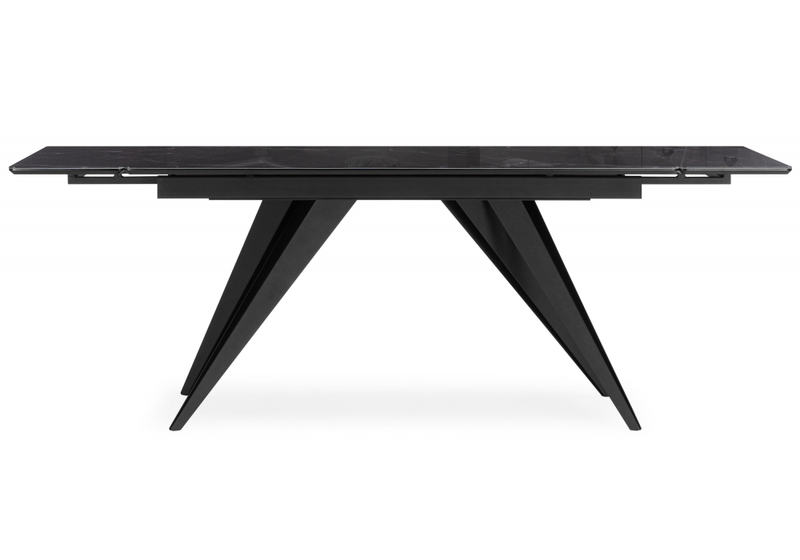 Стол стеклянный, Дарвин 140(200)х80 черный мрамор / черный