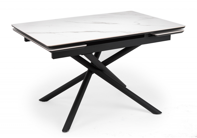 Керамический стол, Мэриан 120(180)х80 snow alpin white / черный