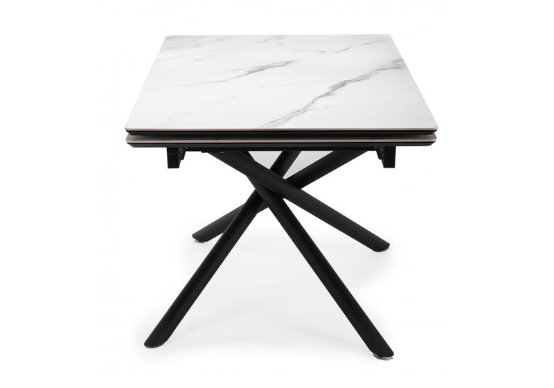 Керамический стол, Мэриан 120(180)х80 snow alpin white / черный