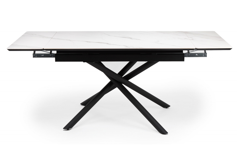 Керамический стол, Мэриан 120(180)х80 snow alpin white / черный