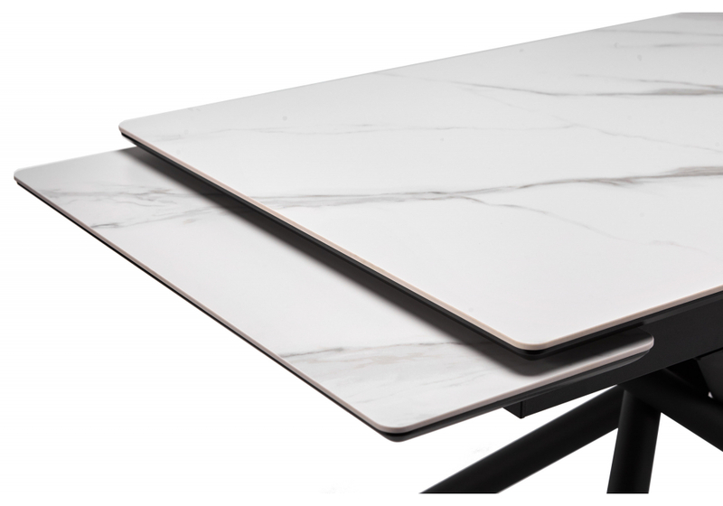 Керамический стол, Мэриан 120(180)х80 snow alpin white / черный