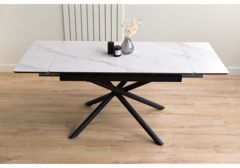 Керамический стол, Мэриан 120(180)х80 snow alpin white / черный