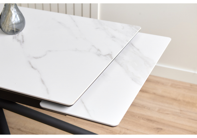 Керамический стол, Мэриан 120(180)х80 snow alpin white / черный