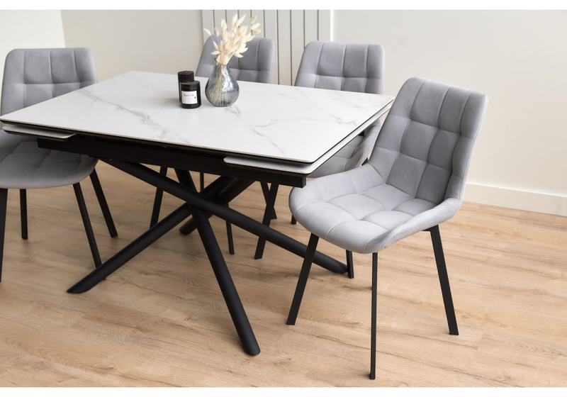 Керамический стол, Мэриан 120(180)х80 snow alpin white / черный