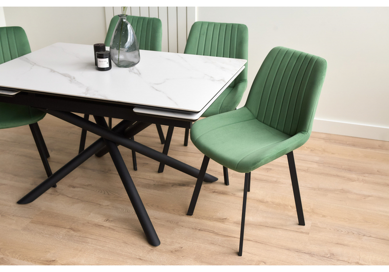 Керамический стол, Мэриан 120(180)х80 snow alpin white / черный